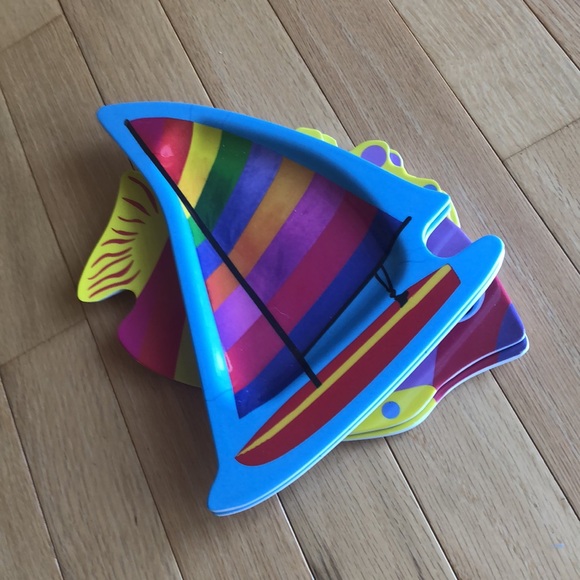 LOT 4 Fish Sailboat colorful small plates indoor outdoor beach nautical ocean - Picture 9 of 9